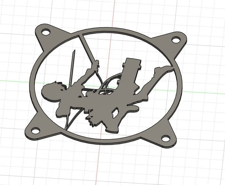 Attack on Titan Mikasa Ackerman PC fan grill cover  3D print model_18
