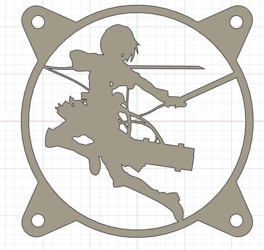 Attack on Titan Mikasa Ackerman PC fan grill cover  3D print model_1