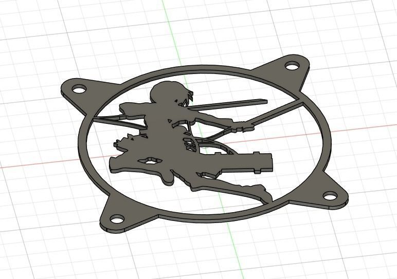 Attack on Titan Mikasa Ackerman PC fan grill cover  3D print model_28