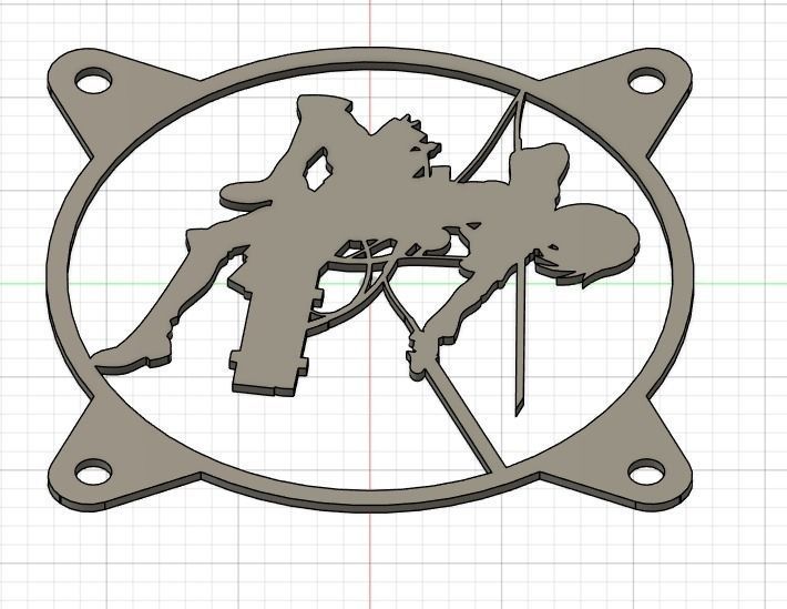 Attack on Titan Mikasa Ackerman PC fan grill cover  3D print model_3