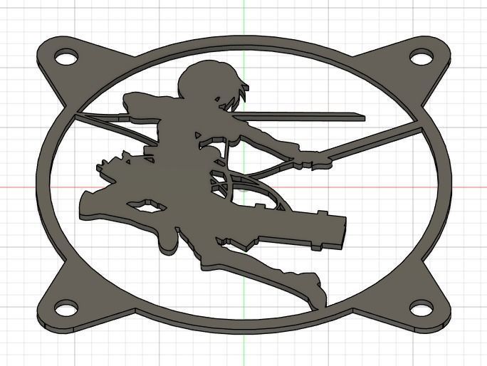 Attack on Titan Mikasa Ackerman PC fan grill cover  3D print model_9