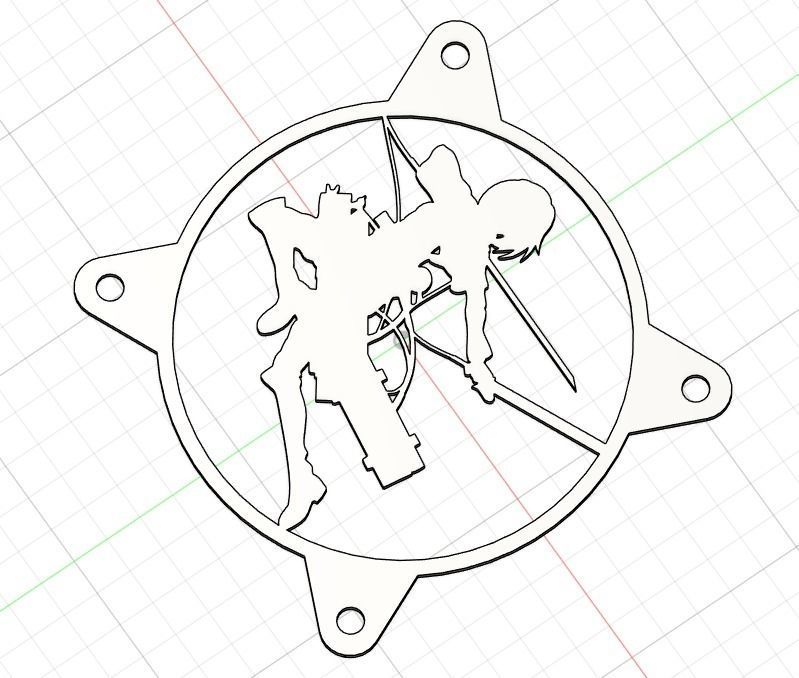 Attack on Titan Mikasa Ackerman PC fan grill cover  3D print model_13