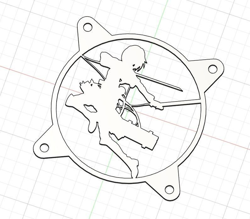 Attack on Titan Mikasa Ackerman PC fan grill cover  3D print model_14