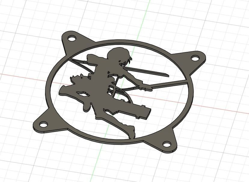 Attack on Titan Mikasa Ackerman PC fan grill cover  3D print model_27