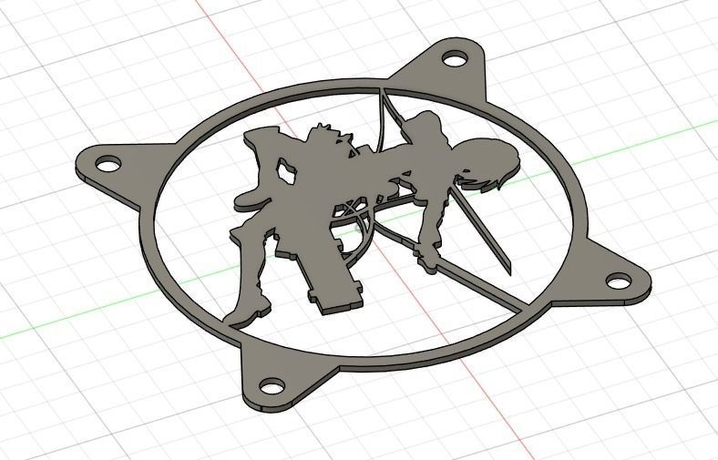 Attack on Titan Mikasa Ackerman PC fan grill cover  3D print model_25