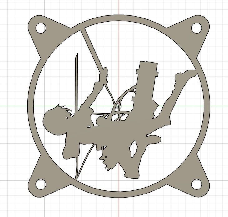 Attack on Titan Mikasa Ackerman PC fan grill cover  3D print model_10