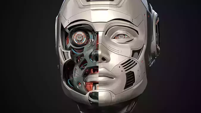 Robot Woman Head Anatomy 3D model