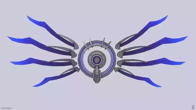 Sci fi wings Low-poly 3D model