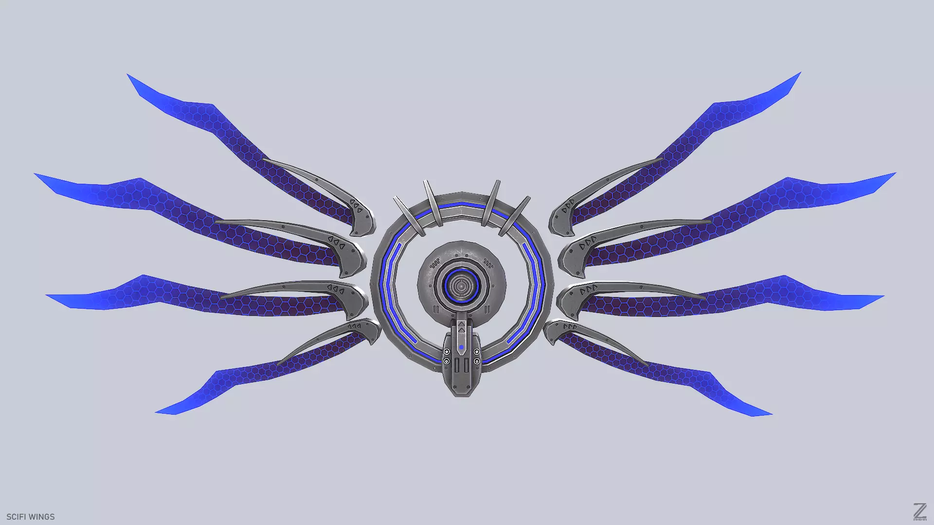 Sci fi wings Low-poly 3D model_0