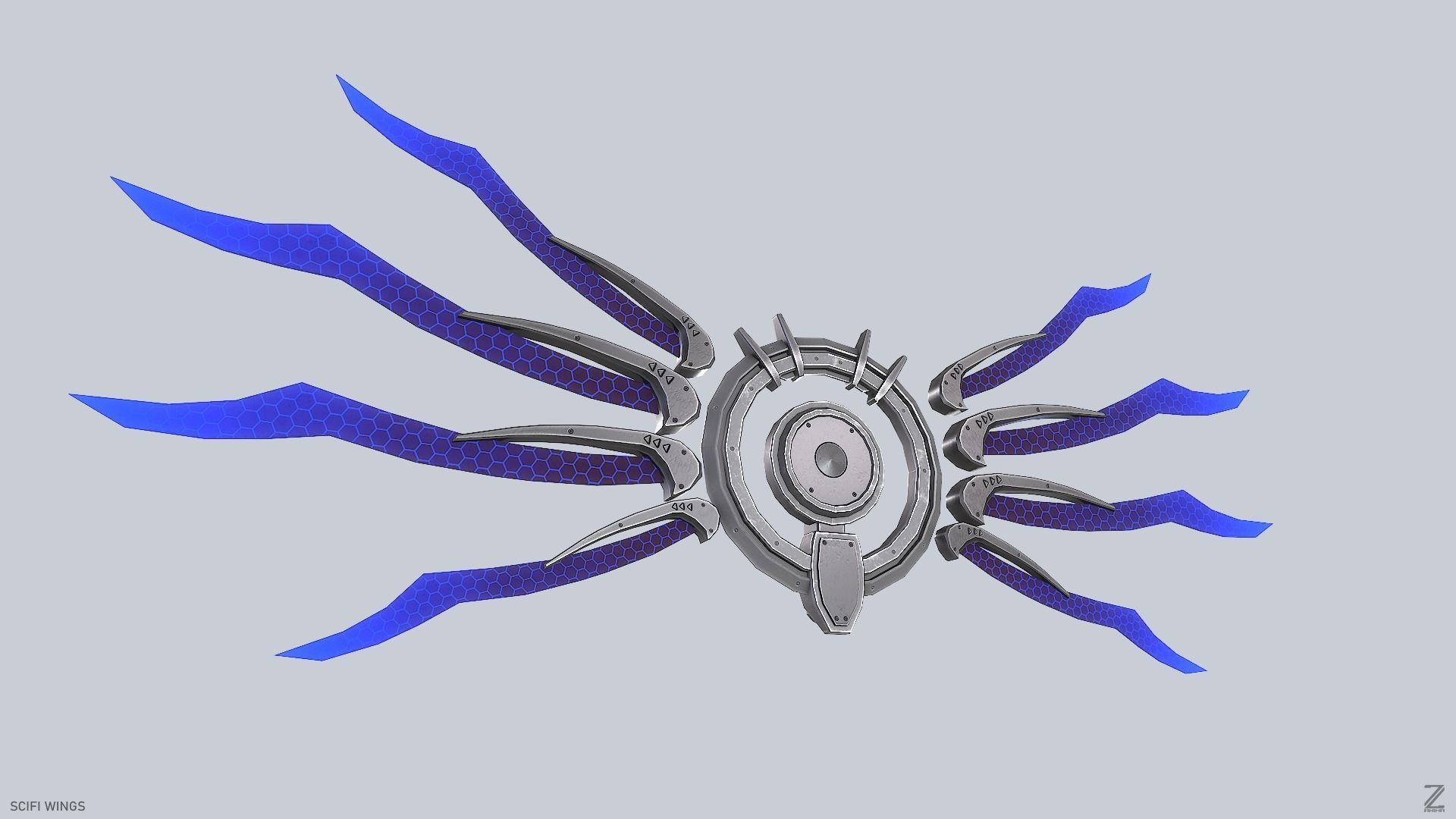 Sci fi wings Low-poly 3D model_8