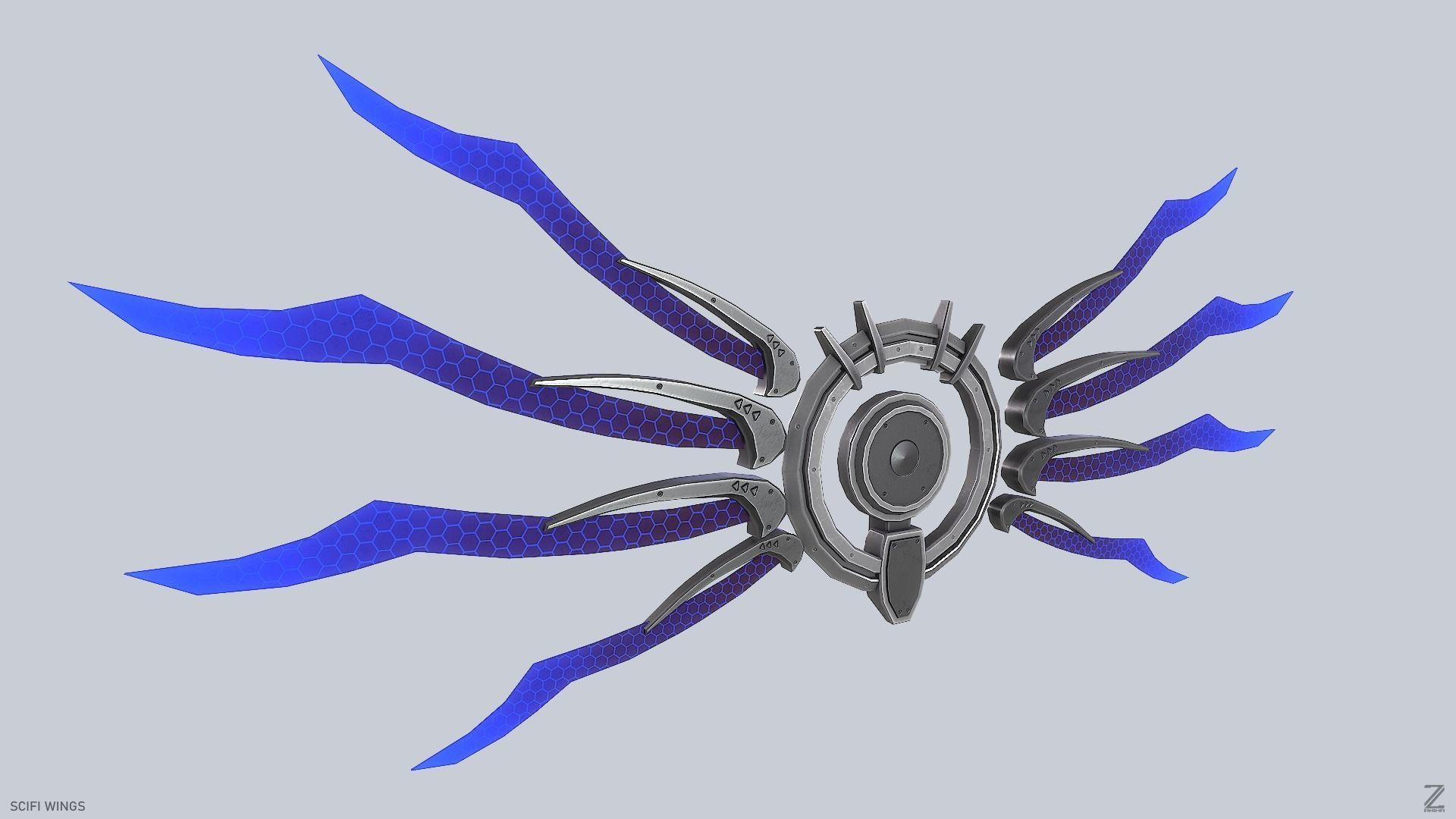 Sci fi wings Low-poly 3D model_6