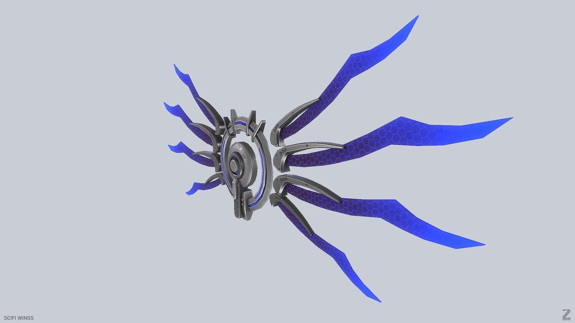 Sci fi wings Low-poly 3D model_5