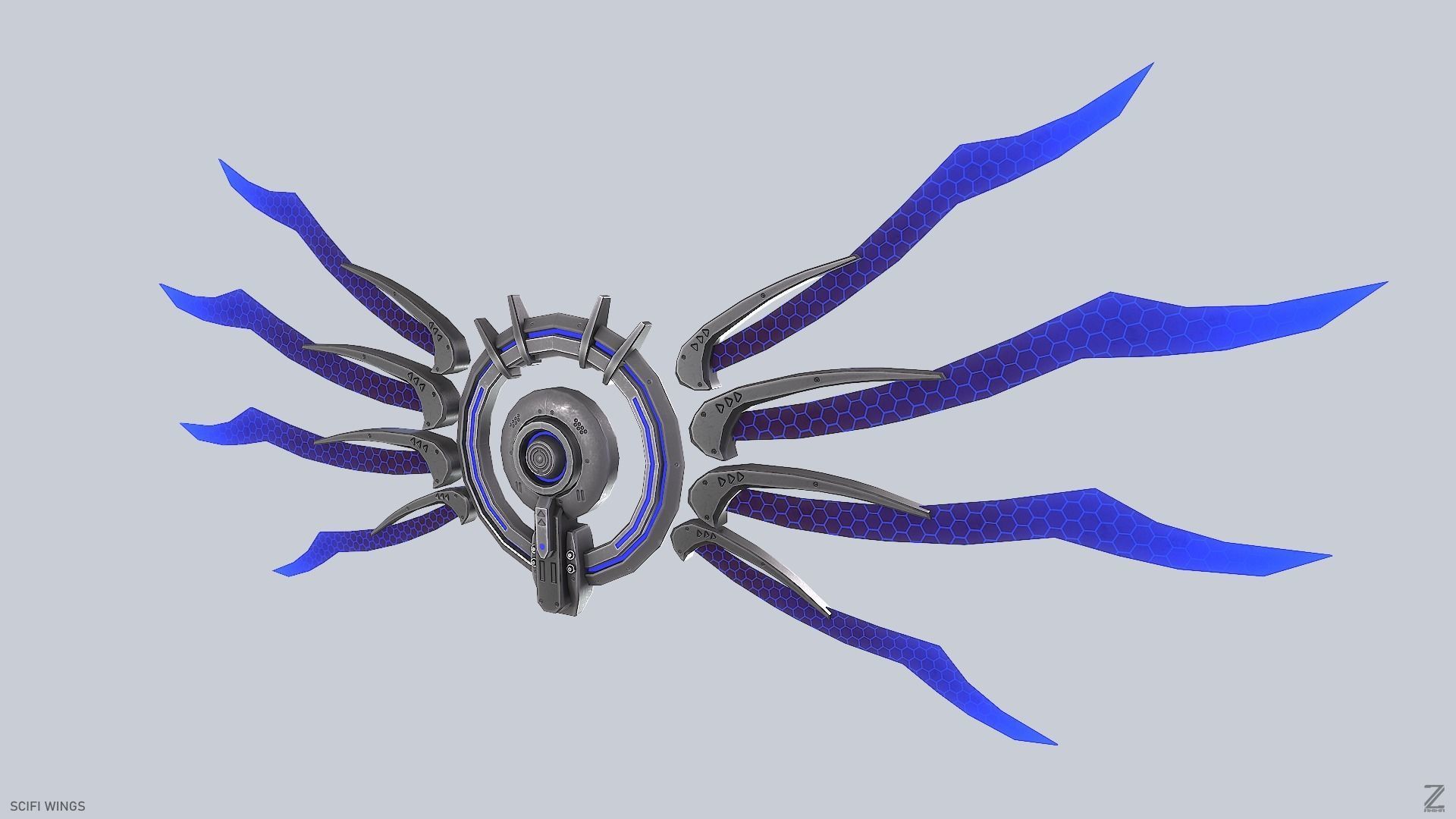 Sci fi wings Low-poly 3D model_2