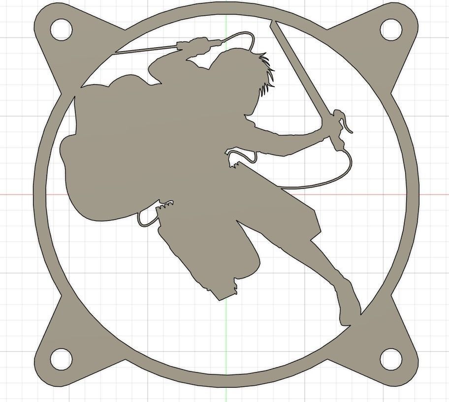 Attack on Titan Levi Ackerman PC fan grill cover  3D print model_1