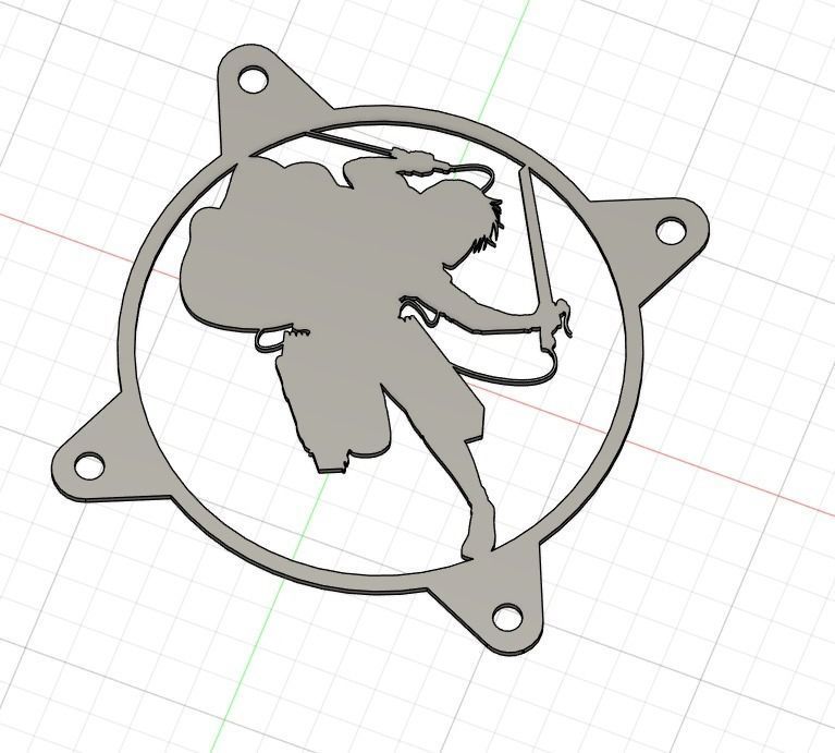 Attack on Titan Levi Ackerman PC fan grill cover  3D print model_27