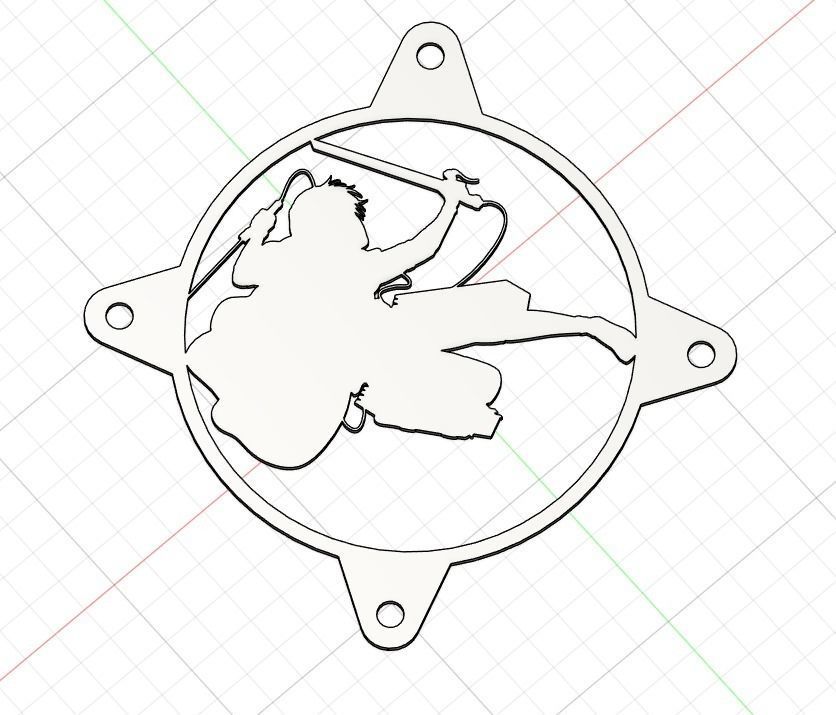 Attack on Titan Levi Ackerman PC fan grill cover  3D print model_28