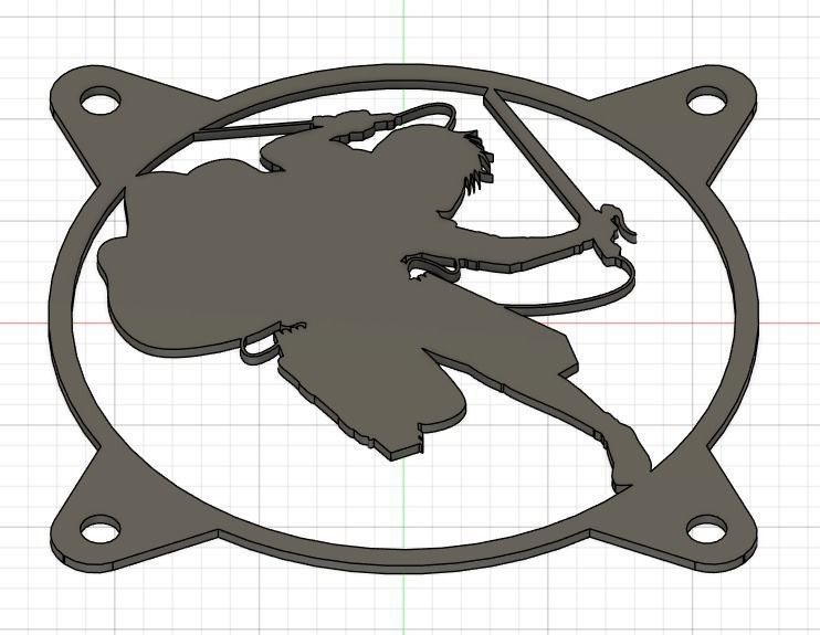 Attack on Titan Levi Ackerman PC fan grill cover  3D print model_9