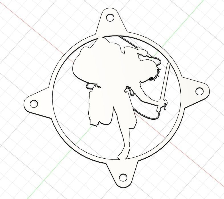 Attack on Titan Levi Ackerman PC fan grill cover  3D print model_13