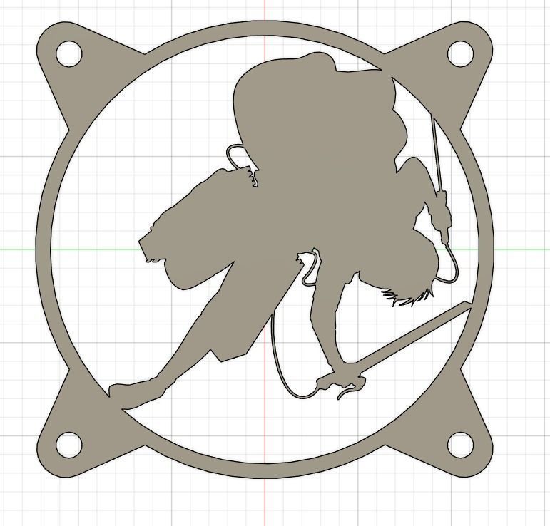 Attack on Titan Levi Ackerman PC fan grill cover  3D print model_12