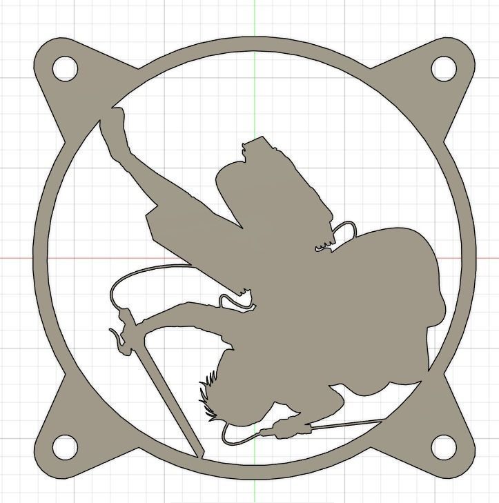 Attack on Titan Levi Ackerman PC fan grill cover  3D print model_11
