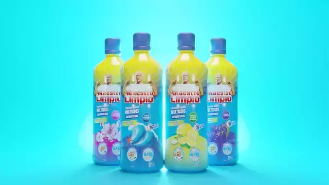 Plastic Cleaning Bottles 1L 3D model