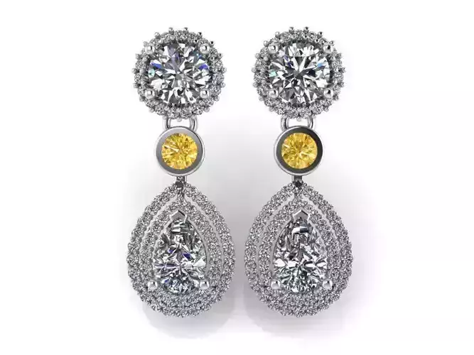 Pear Halo Teardrop Earring 2108