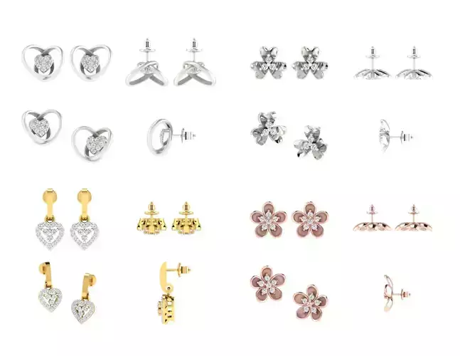BULK-3DM-With Gems-EARRING 150 Files 3D print model