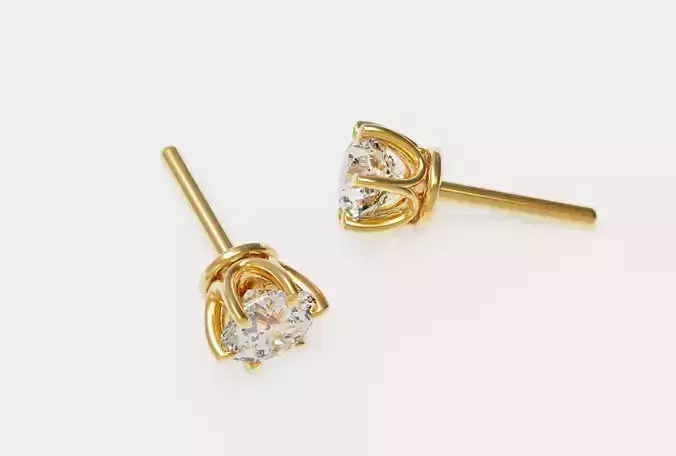 Woman earrings with diamond 5mm for 3D print model  3D print model