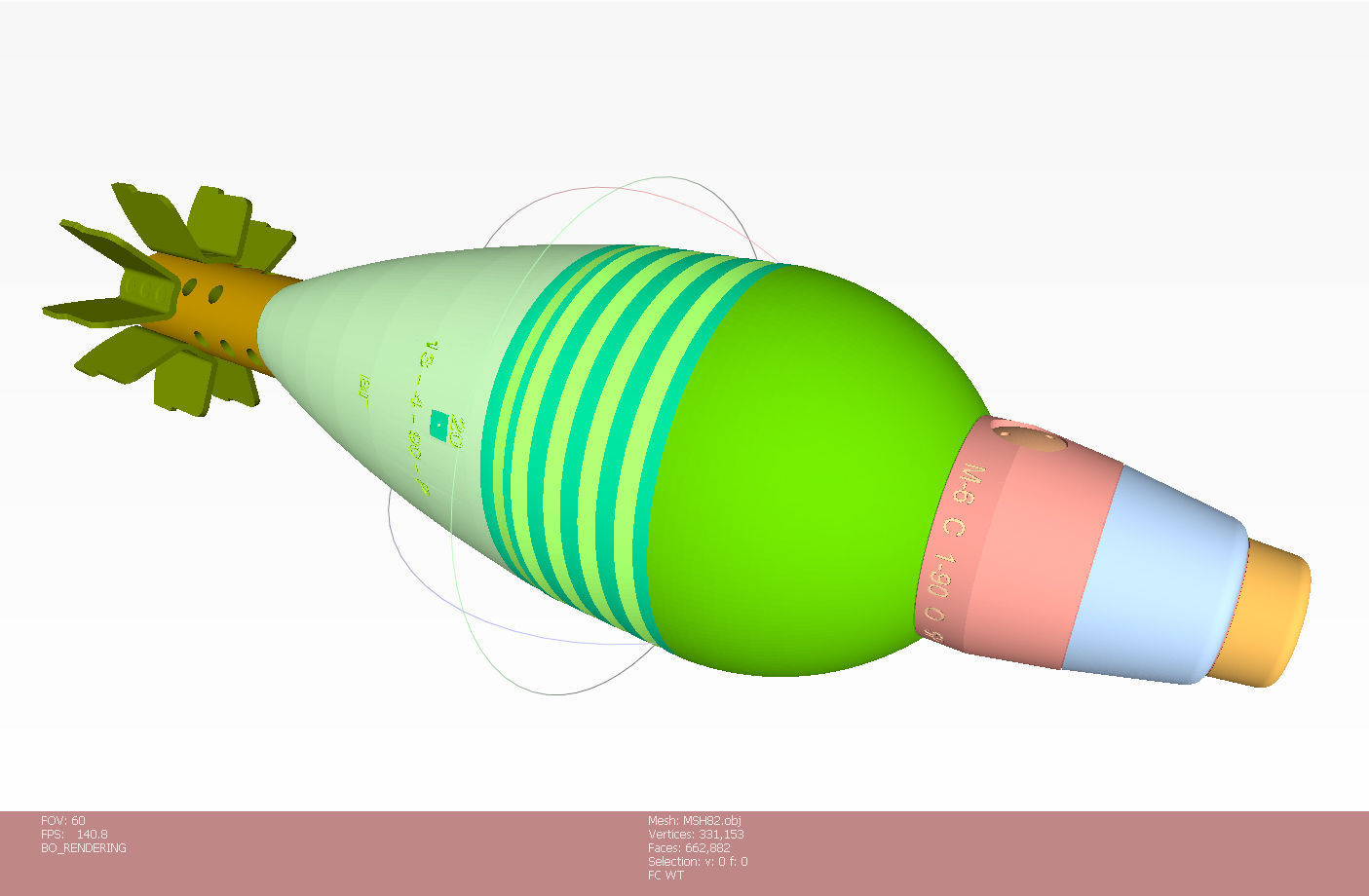 Mortar shell  Artillery mine of 82 mm caliber Training model  3D model_10