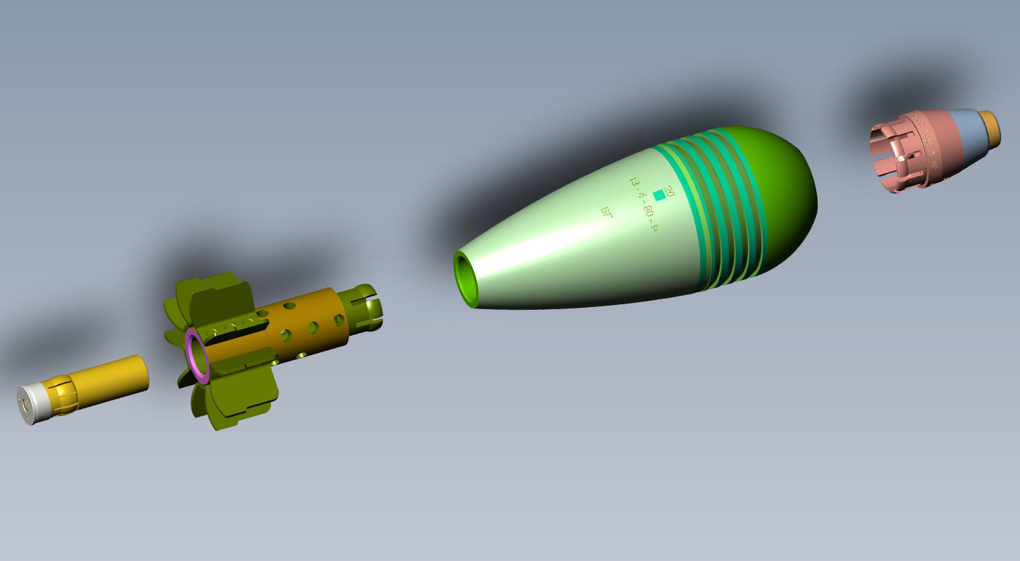 Mortar shell  Artillery mine of 82 mm caliber Training model  3D model_6