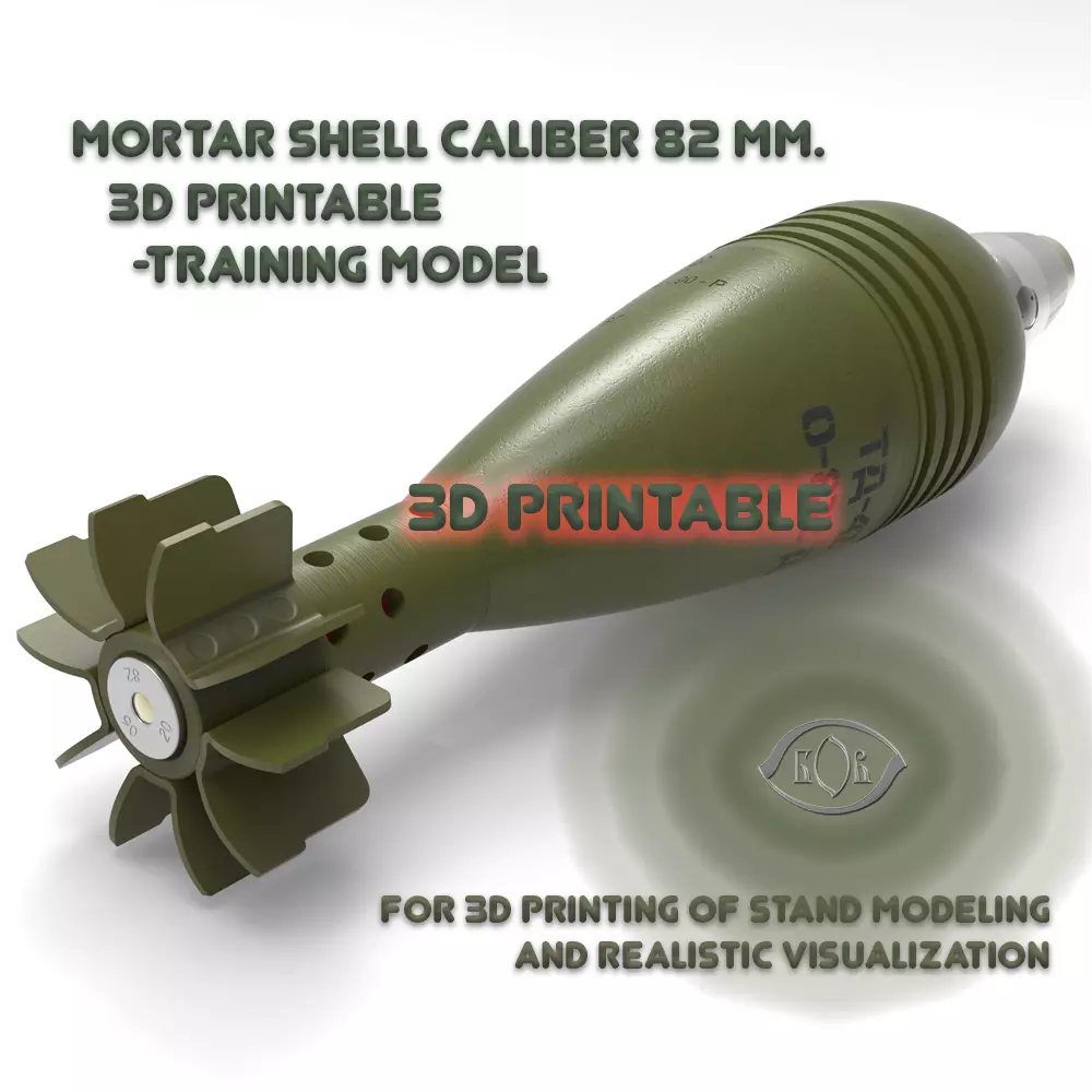 Mortar shell  Artillery mine of 82 mm caliber Training model  3D model_0