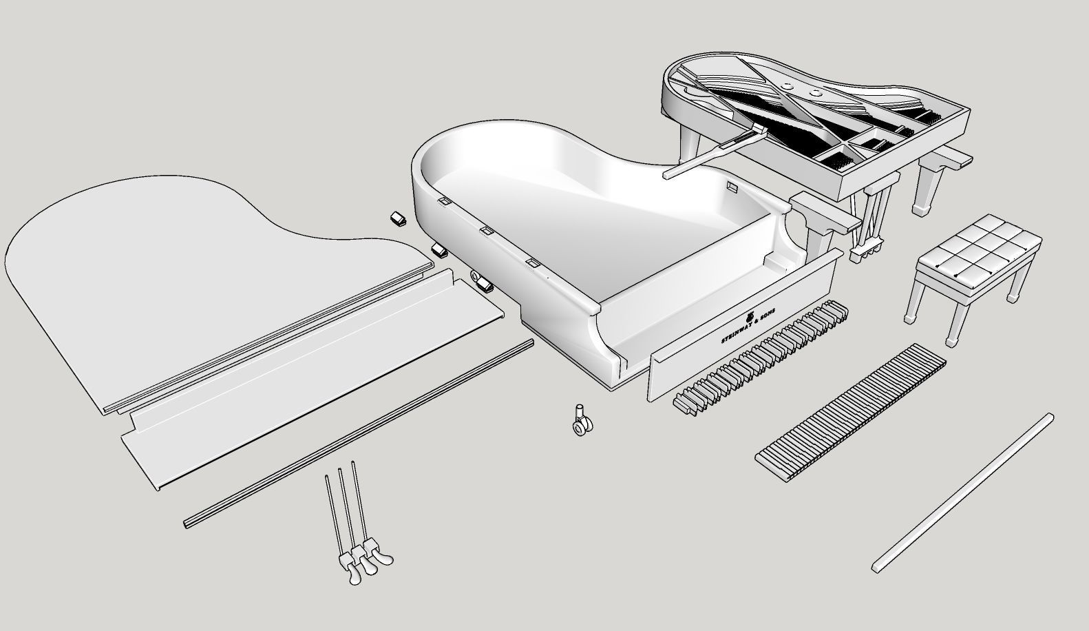 Livingroom Piano Printable 3D print model_9