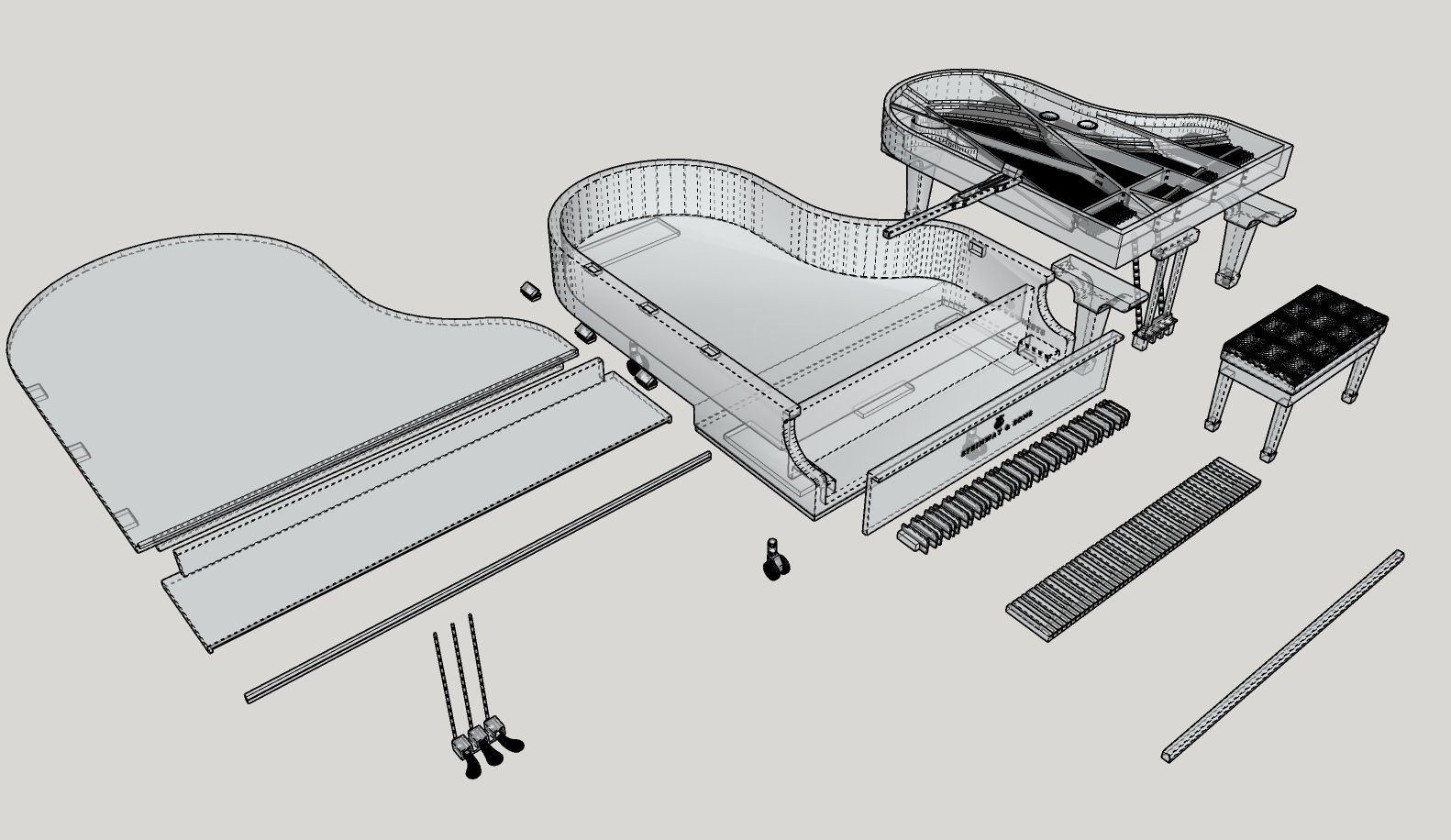 Livingroom Piano Printable 3D print model_11