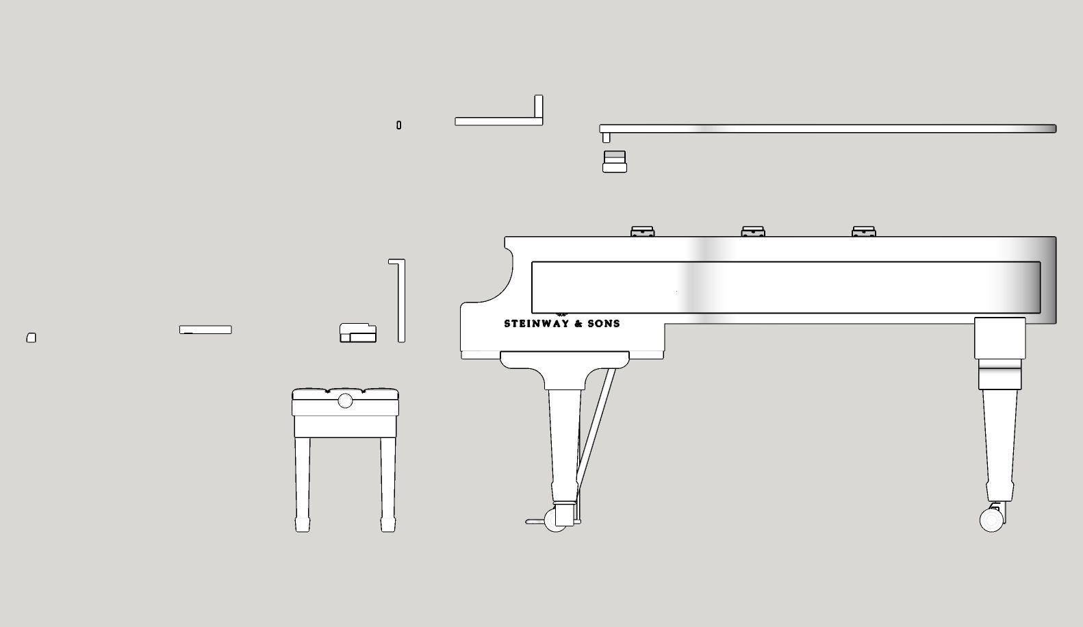 Livingroom Piano Printable 3D print model_16