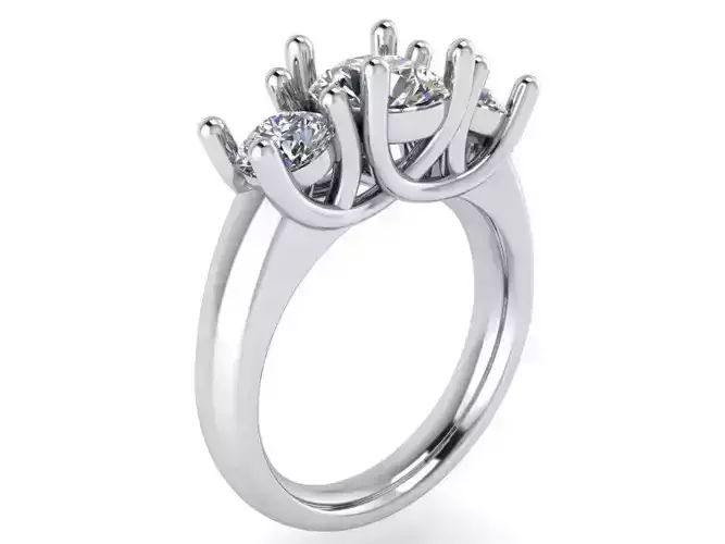 3 Stone Round Diamond Ring 2122