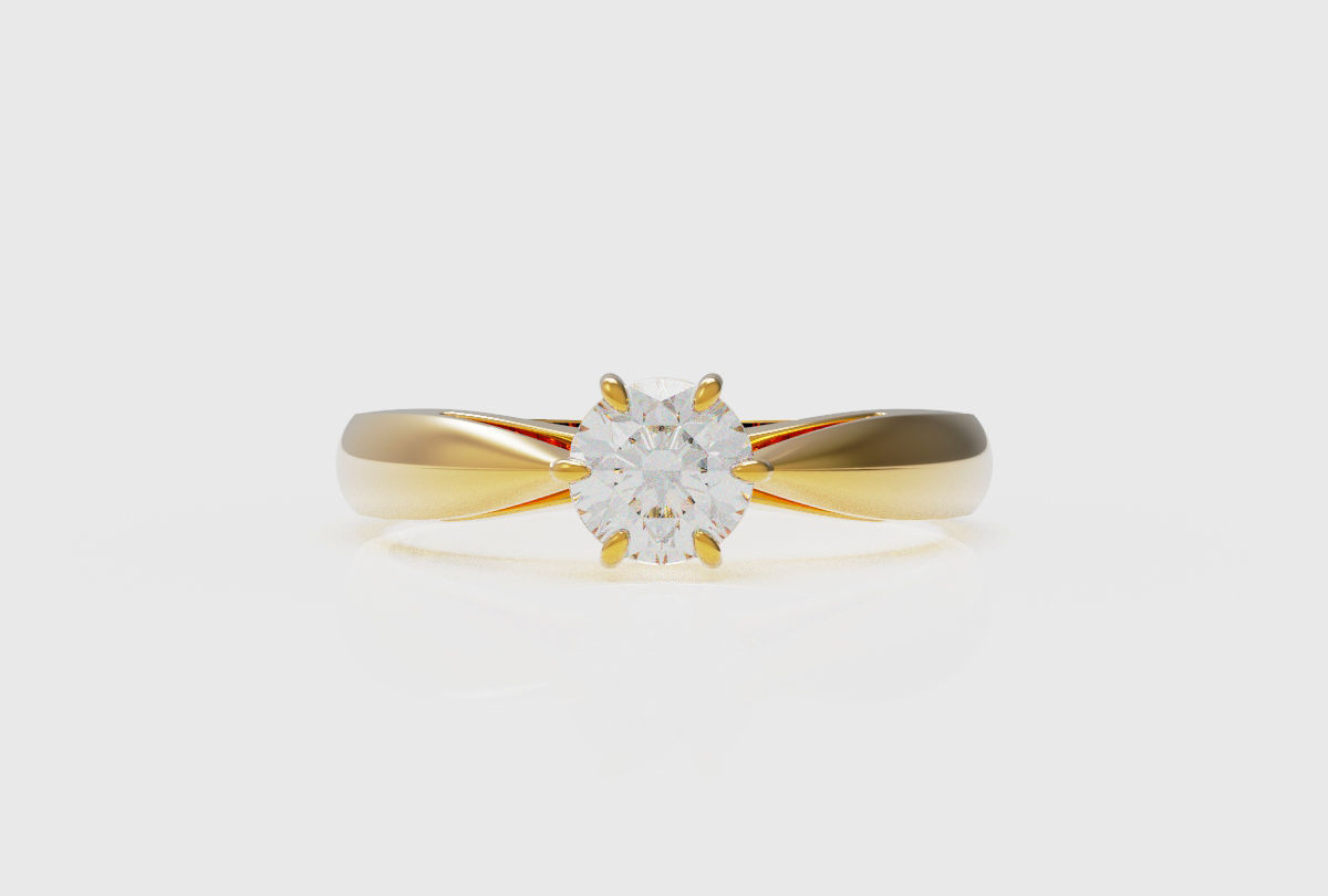 Woman ring with diamond 5mm for 3D print model  3D print model_2