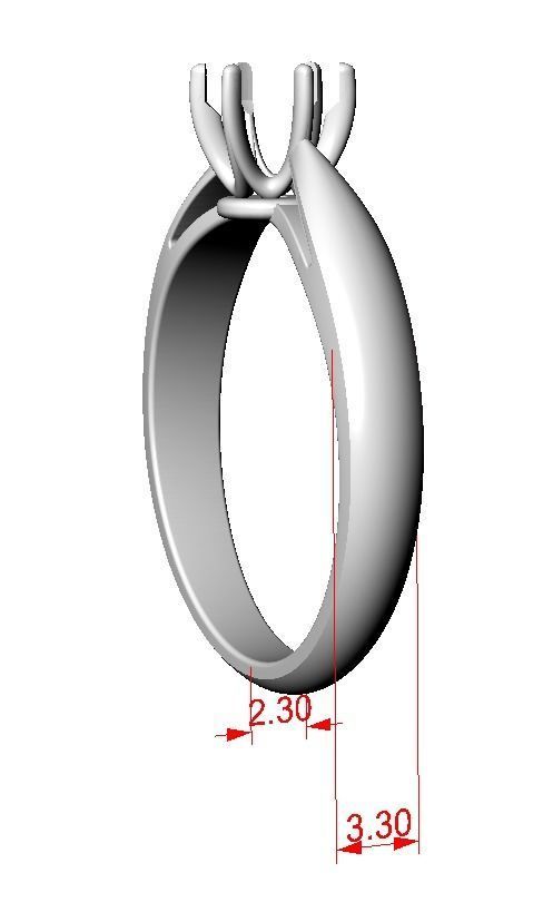 Woman ring with diamond 5mm for 3D print model  3D print model_3