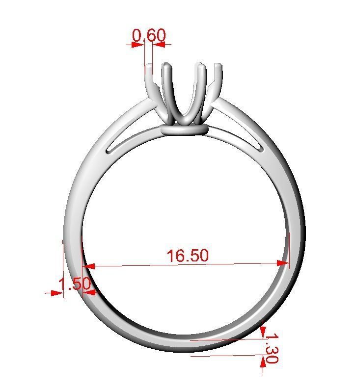 Woman ring with diamond 5mm for 3D print model  3D print model_4