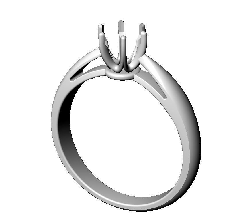 Woman ring with diamond 5mm for 3D print model  3D print model_5