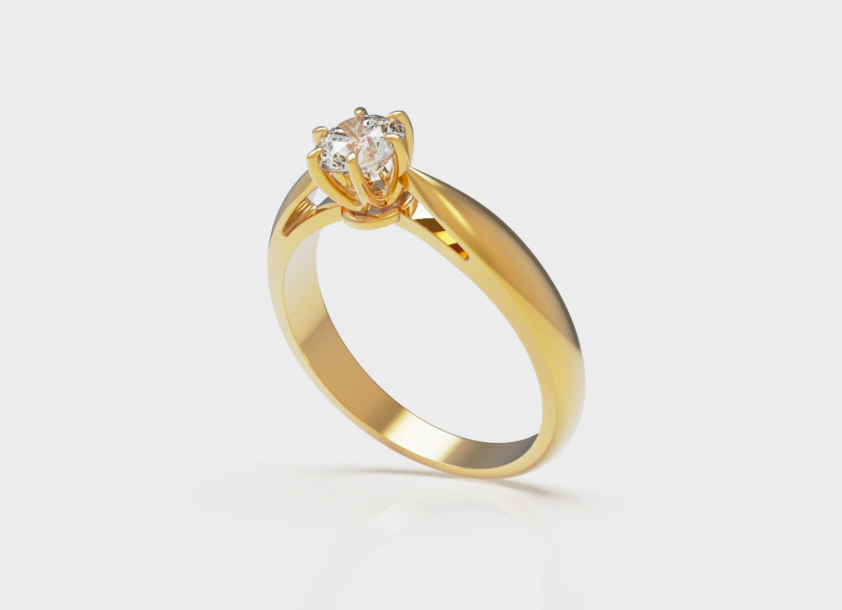 Woman ring with diamond 5mm for 3D print model  3D print model_1