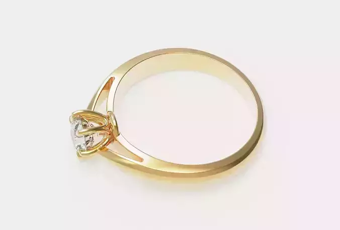Woman ring with diamond 5mm for 3D print model 