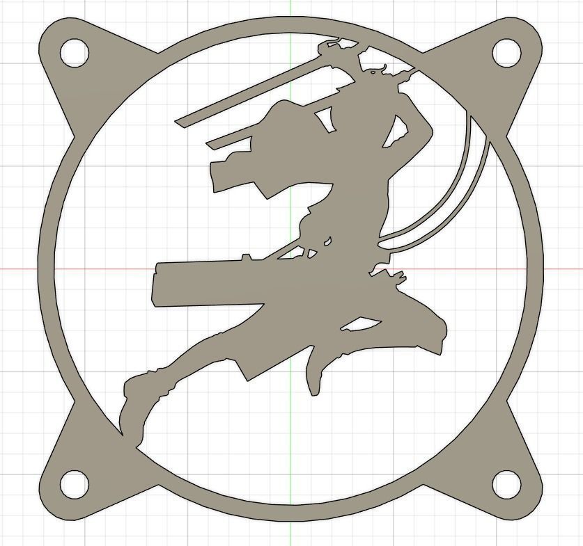 Attack on Titan Eren Yeager PC fan grill cover  3D print model_1
