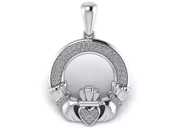 Circle Diamond Hand Heart Pendant 2134
