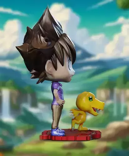 Tai and Agumon - Chibi