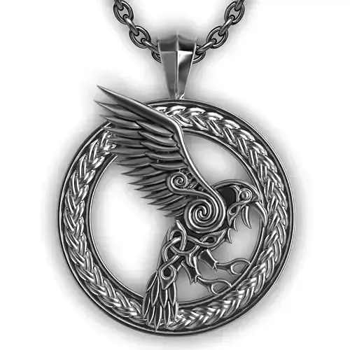 Jewelry Celtic pendant raven 3D print model