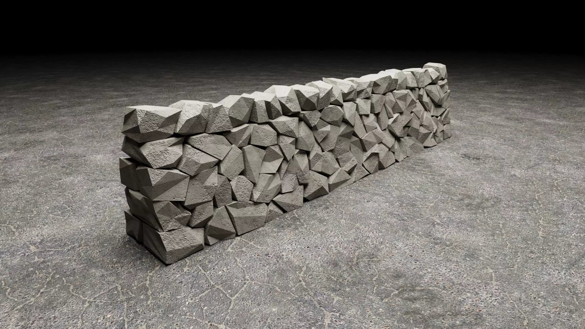 Stone Wall Low-poly 3D model_0