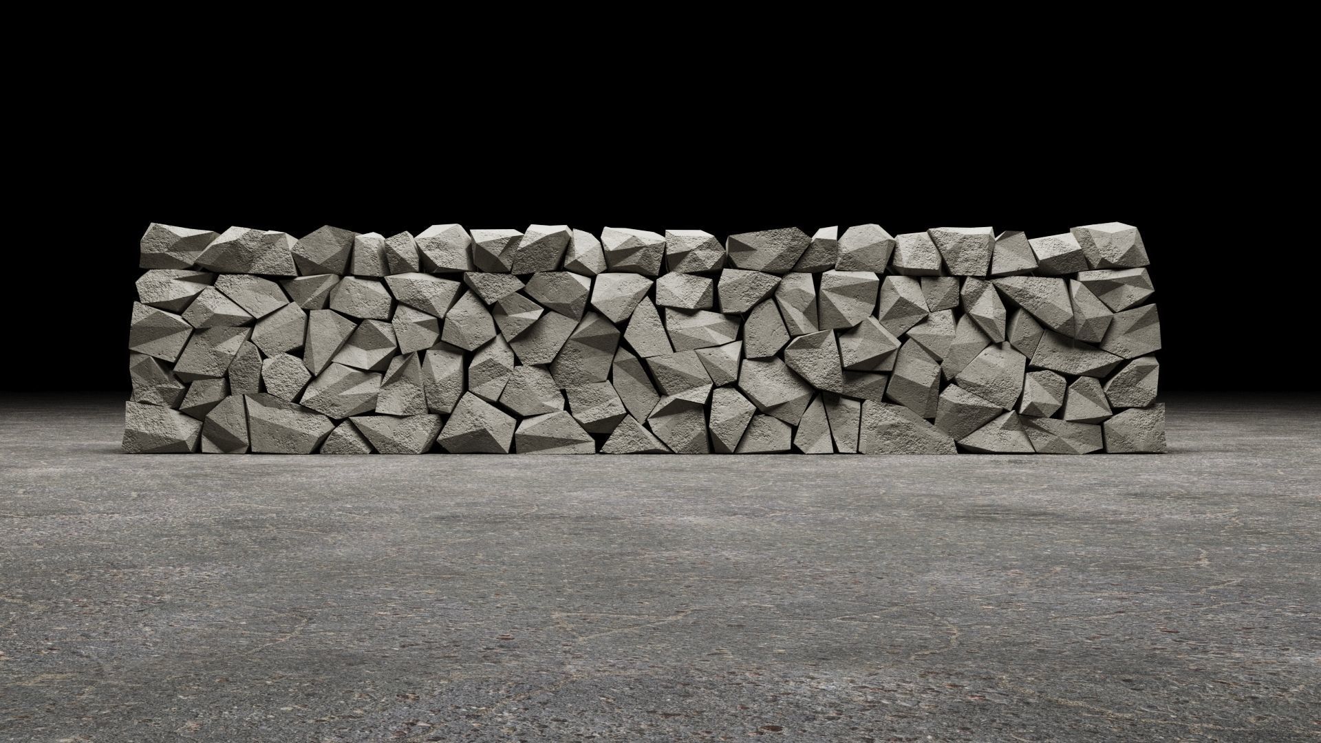 Stone Wall Low-poly 3D model_1