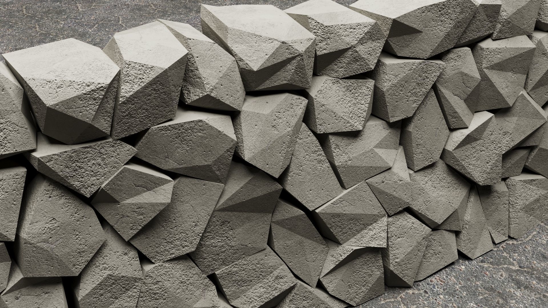 Stone Wall Low-poly 3D model_3