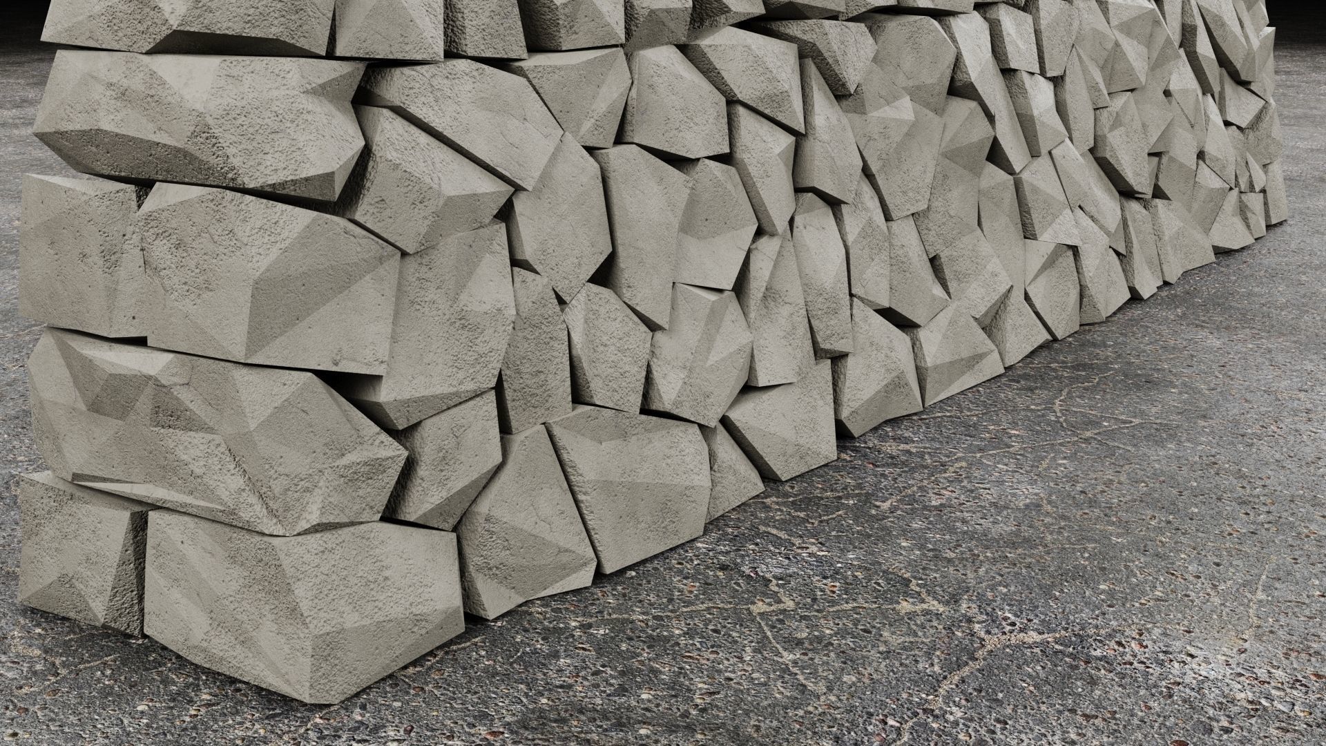 Stone Wall Low-poly 3D model_5