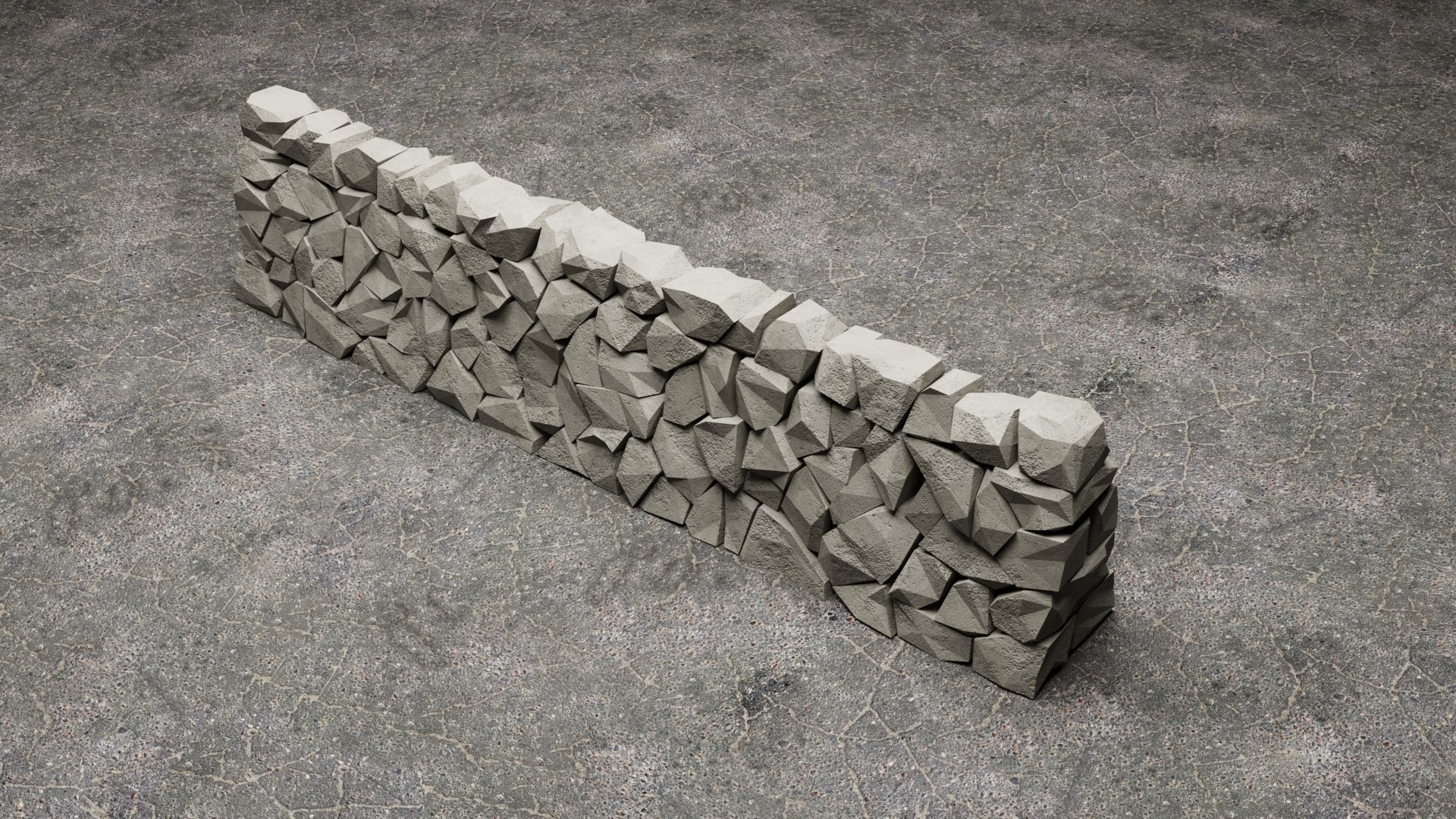 Stone Wall Low-poly 3D model_2